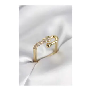 Gold Renk Zirkon Taşlı Tifani Model Kare Kadın Yüzük