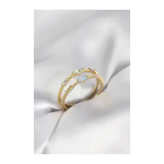 Gold Renk Karışık Renk Zirkon Taşlı Kadın Yüzük