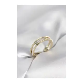 Baget Zirkon Taşlı Gold Renk İncili Kadın Yüzük