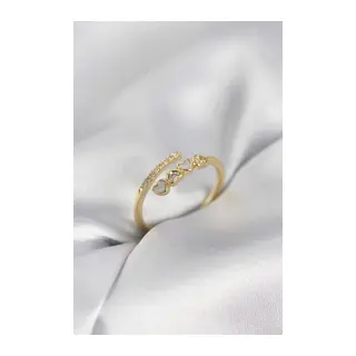 Gold Renk Zirkon Taşlı Minimal Kalp Model Kadın Yüzük