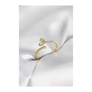 Gold Renk Pirinç Kuyruklu Kalp Model Kadın Yüzük