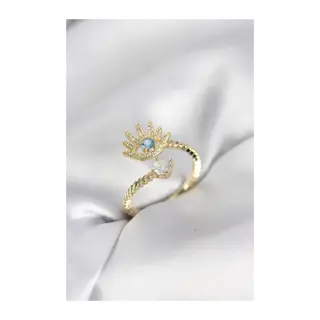 Gold Renk Göz Model Zirkon Taşlı Kadın Yüzük