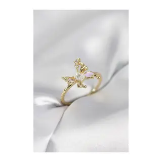 Gold Renk Kelebek Model Zirkon Taşlı Kadın Yüzük