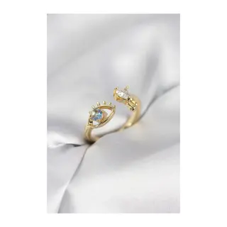 Gözyaşı Model Gold Renk Zirkon Taşlı Kadın Yüzük