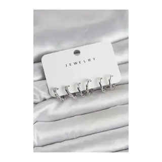 Gümüş Renk Pirinç Kemik Model 3 Çift Kadın Küpe Seti