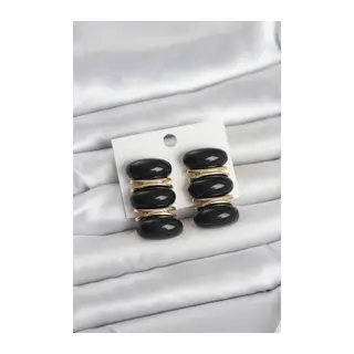 Siyah Vintage Model Gold Renk Kadın Küpe