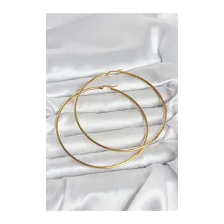 316L Çelik Gold Renk 80 mm Kadın Halka Küpe