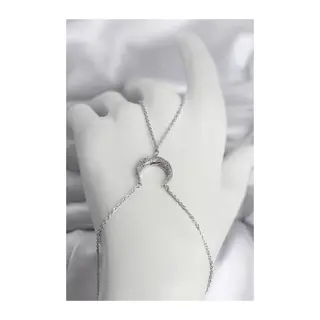 Pirinç Gümüş Renk Hilal Model Zirkon Taşlı Kadın Şahmeran