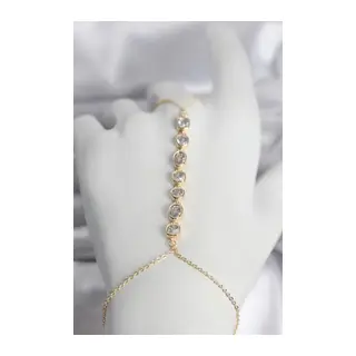 Pirinç Gold Renk Sıralı Zirkon Taşlı Kadın Şahmeran