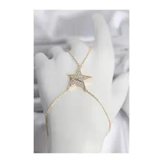 Pirinç Gold Renk Zirkon Taşlı Yıldız Model Kadın Şahmeran