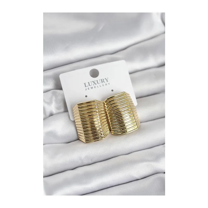 Gold Renk Pirinç Vintage Esintili Statement Küpe