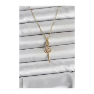 316L Çelik Zincir Gold Renk Kılıç Model Kadın Kolye