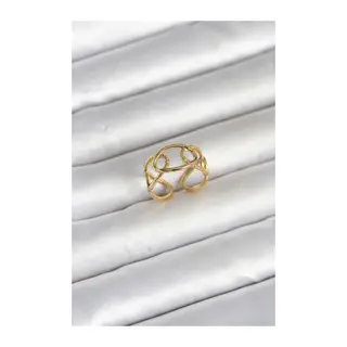 316L Çelik Gold Renk Zincir Model Kadın Yüzük