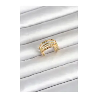 316L Çelik Gold Renk Zincirli Vintage Model Kadın Yüzük