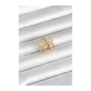 316L Çelik Gold Renk Vintage Model Kadın Yüzük