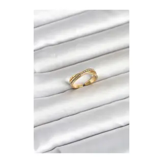 316L Çelik Gold Renk Zirkon Taşlı Kadın Yüzük