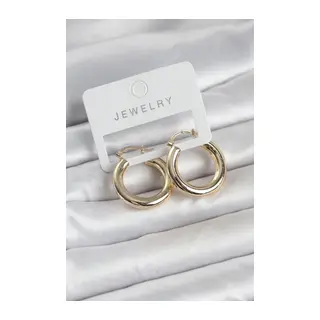 Gold Renk Pirinç Halka 25 mm Kadın Küpe