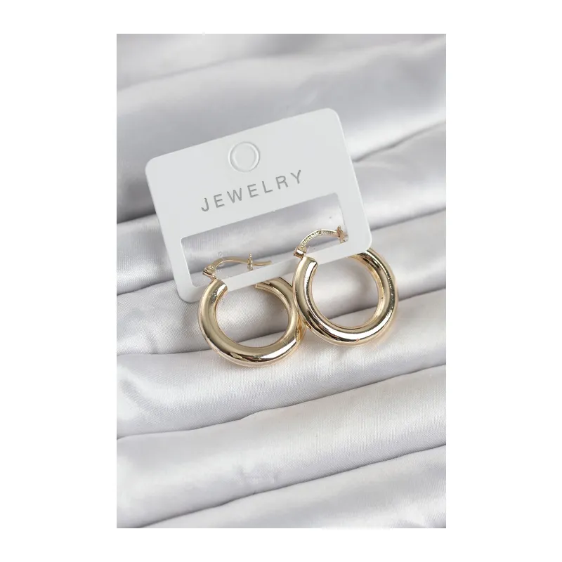 Gold Renk Pirinç Halka 25 mm Kadın Küpe