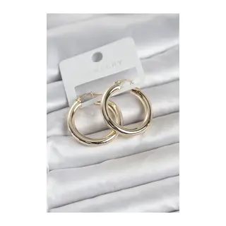 Gold Renk Pirinç Halka 30 mm Kadın Küpe