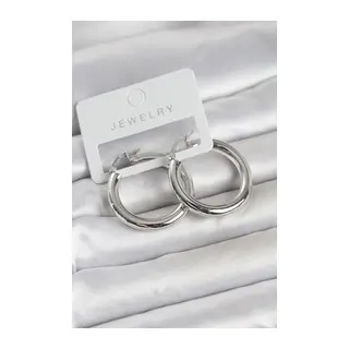 Gümüş Renk Pirinç Halka 30 mm Kadın Küpe