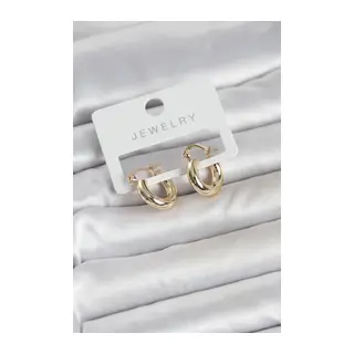 Gold Renk Pirinç Halka 15 mm Kadın Küpe