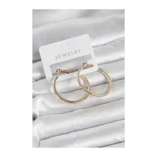 Gold Renk Pirinç Köşeli Kenar Halka 32 mm Kadın Küpe