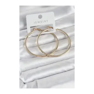Gold Renk Pirinç Köşeli Kenar Halka 54 mm Kadın Küpe