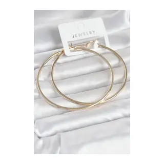 Gold Renk Pirinç Köşeli Kenar Halka 72 mm Kadın Küpe