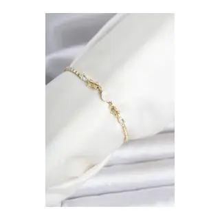 Pirinç Gold Renk Çiçek Model Su Yolu Kadın Bileklik