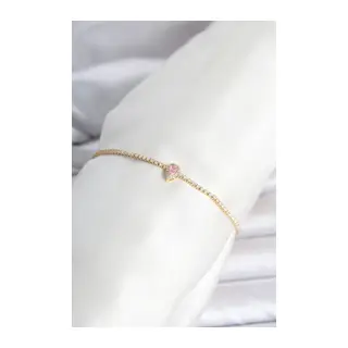 Pirinç Gold Renk Pembe Damla Model Su Yolu Kadın Bileklik