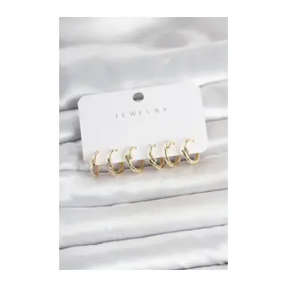 Pirinç Gold Renk Botega Model Kadın Küpe Seti