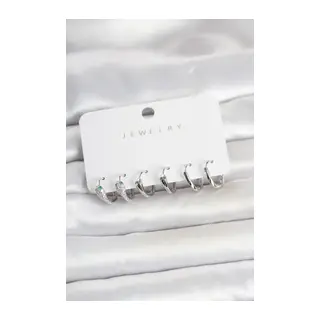 Pirinç Gümüş Renk Yılan Model Kadın Küpe Seti