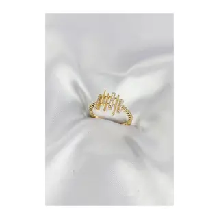 Gold Renk Zirkon Taşlı Sütun Model Kadın Yüzük