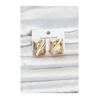 316L Çelik Gold Renk Plaka Model Kadın Küpe