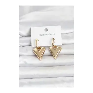 316L Çelik Gold Renk Kalp Modelli Kadın Küpe