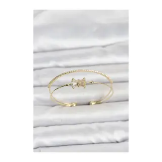 Pirinç Gold Renk Baget Zirkon Taşlı Objeli Kadın Bileklik