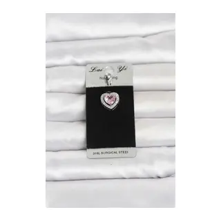 316L Cerrahi Çelik Pembe Kalp Model Göbek Piercing