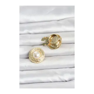 Gold Renk İncili Model Düğme veya Manşet Broşu