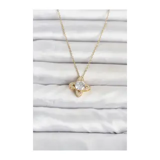 316L Çelik Zincir Gold Renk Yonca Model Kadın Kolye