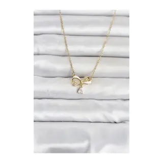 316L Çelik Zincir Gold Renk Fiyonk Model Kadın Kolye