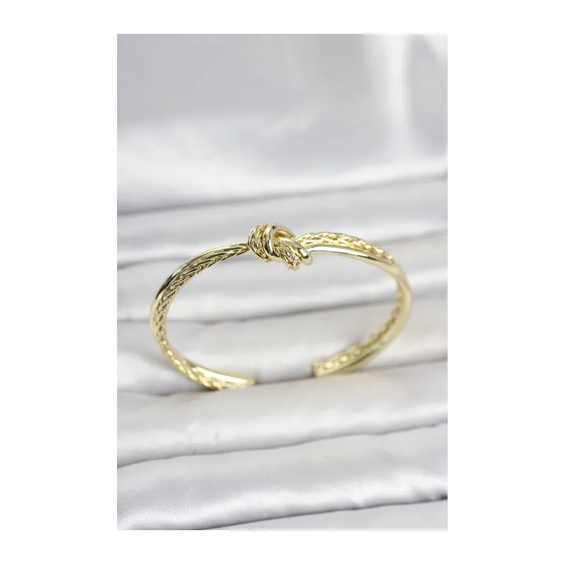 Gold Renk Düğüm Model Pirinç Kadın Bileklik