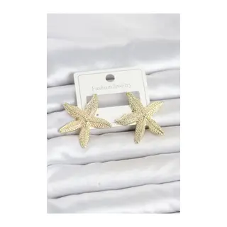 Gold Renk Pirinç Deniz Yıldızı Model Kadın Küpe