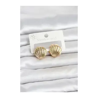 316L Çelik Gold Renk Deniz Kabuğu Model Kadın Küpe