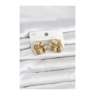 316L Çelik Gold Renk Sarmal Model Kadın Küpe