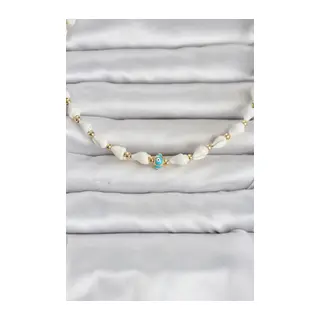 Doğal Deniz Kabuğu Dizili Nazar Model Kolye