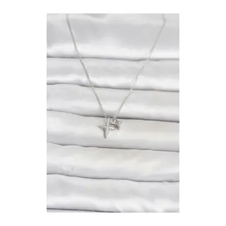 Pirinç Gümüş Renk Minimal Kutup Yıldızı Model Kadın Kolye
