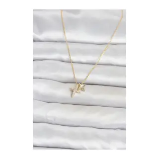 Pirinç Gold Renk Minimal Kutup Yıldızı Model Kadın Kolye