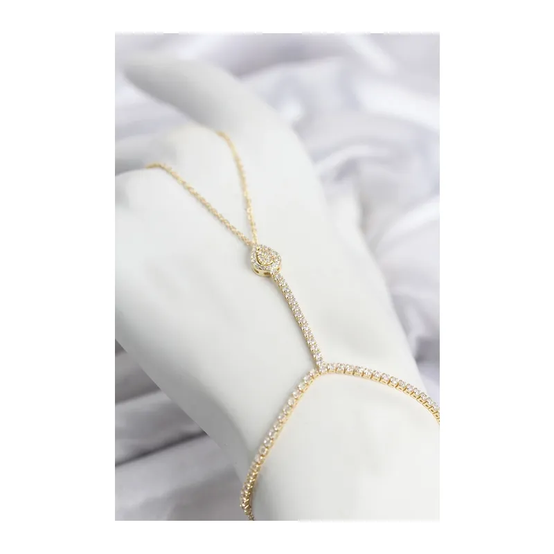 Gold Renk Pirinç Zirkon Taşlı Damla Model Şahmeran