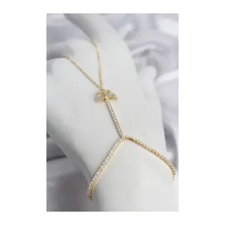 Gold Renk Pirinç Zirkon Taşlı Kelebek Model Şahmeran