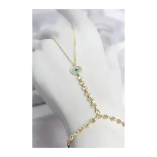Gold Renk Pirinç Zirkon Taşlı Nazar Model Şahmeran